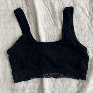 Black lace trim crop top